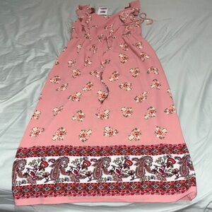 Monteau Pink Floral Dress with Paisley Detail